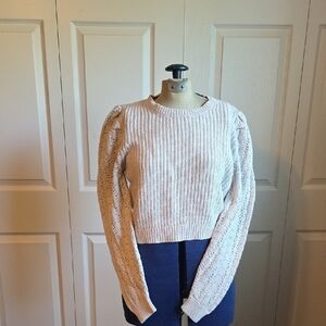 JustFab Cream Cable-Knit Crew Neck Sweater Size Medium